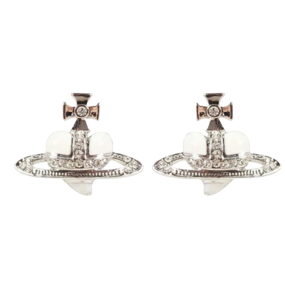 Heart cross and orb earrings